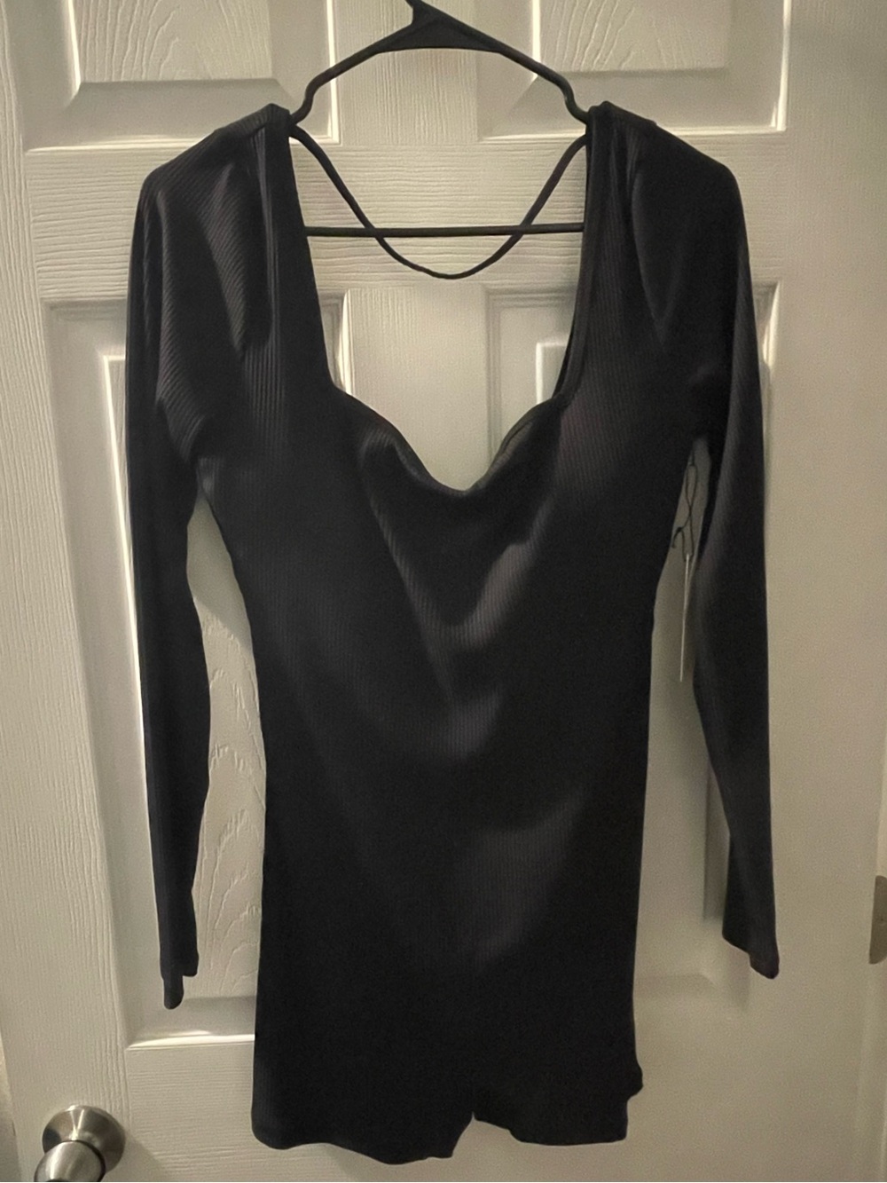 Forever 21 Black Ribbed Long Sleeve Romper